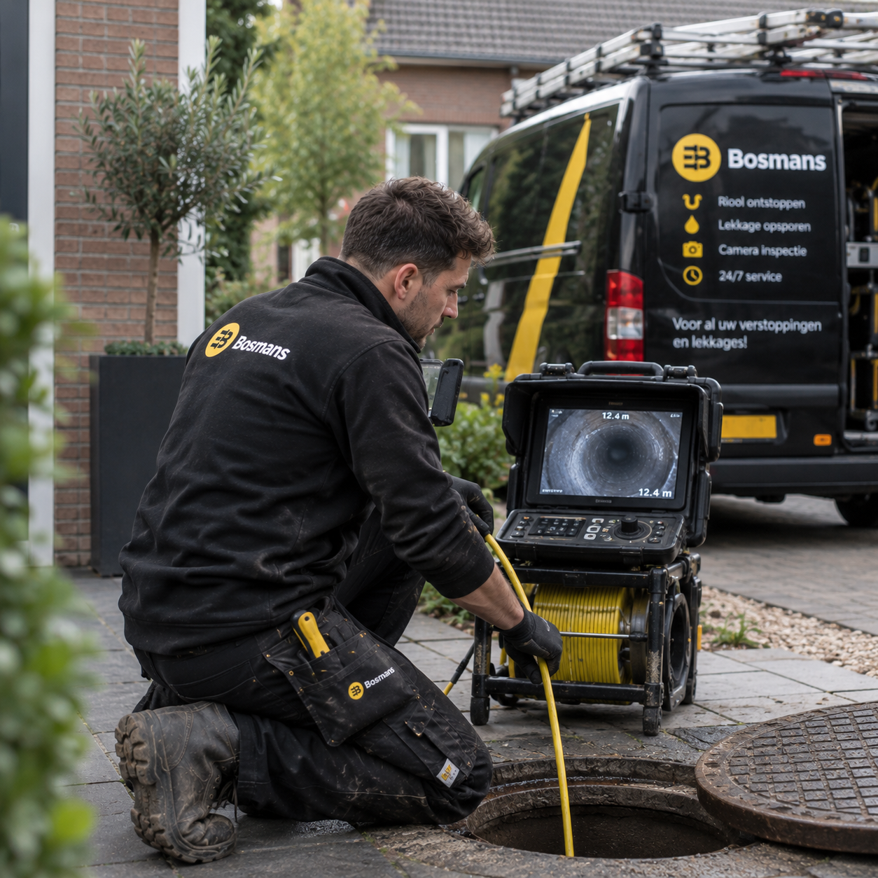 Loodgieter van Bosmans Loodgieters aan het werk - rioolinspectie met camera