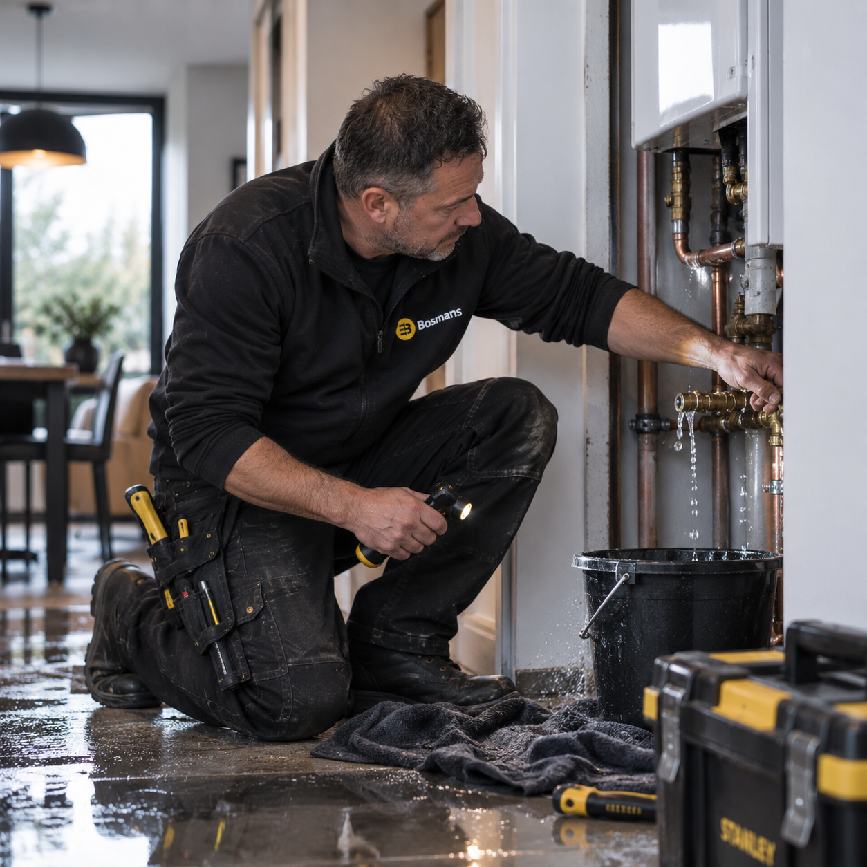 Loodgieter van Bosmans Loodgieters aan het werk - lekkages verhelpen